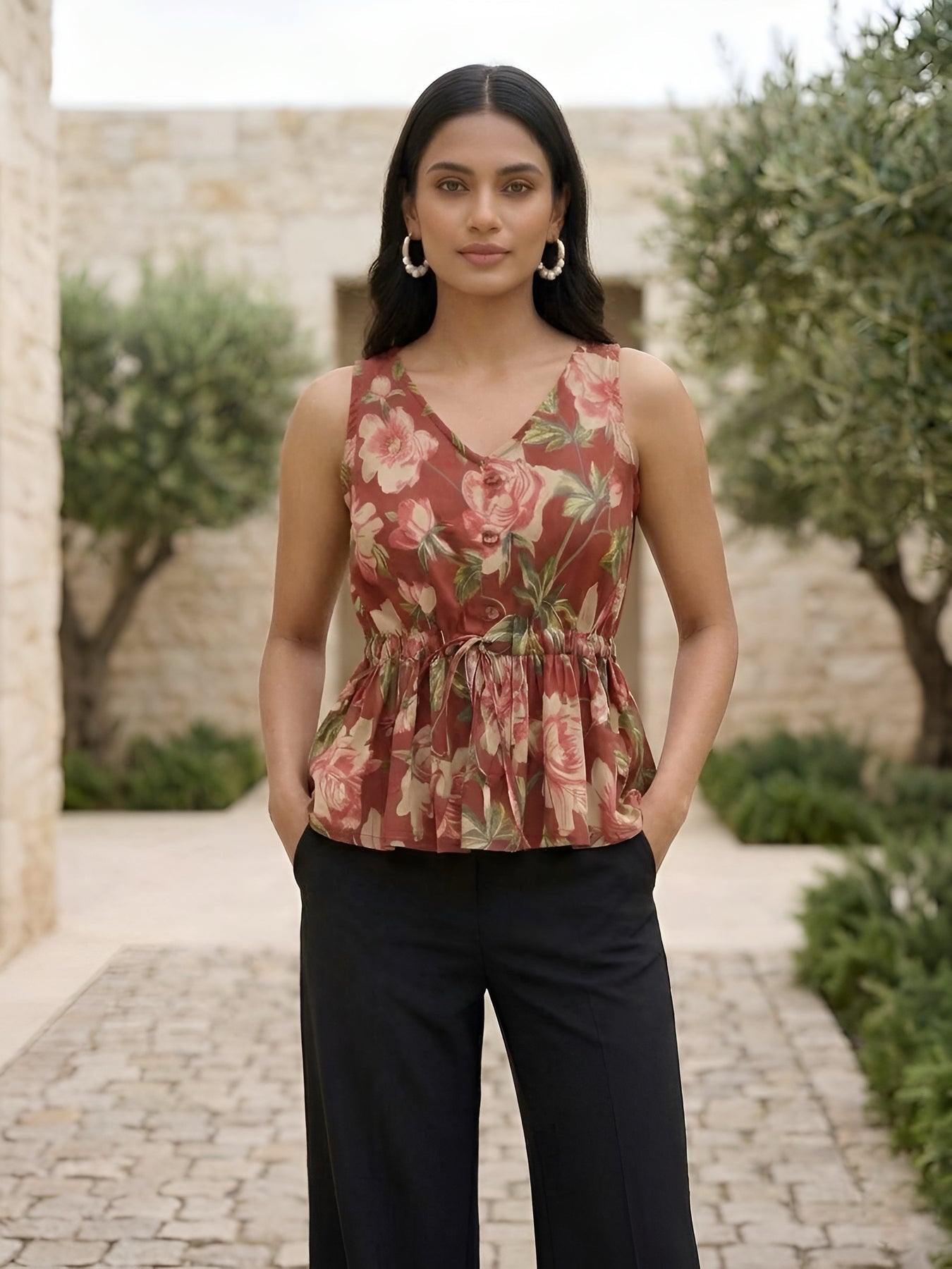 Maroon Printed Soft Cotton Top