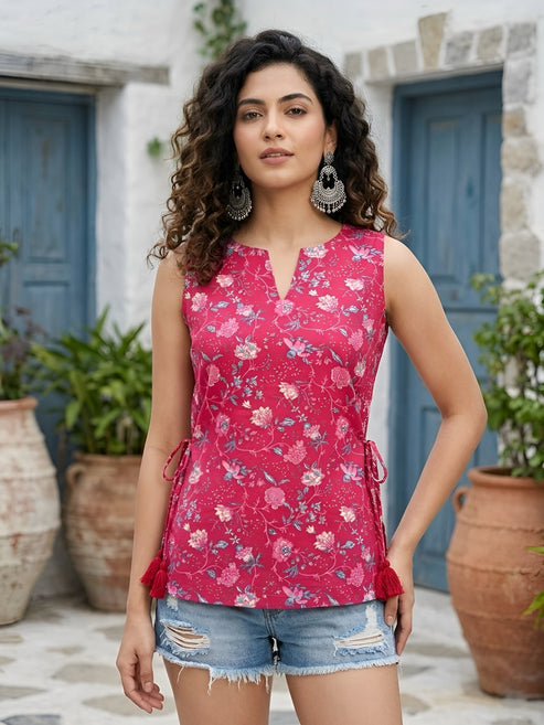 Pink Printed Soft Cotton Top