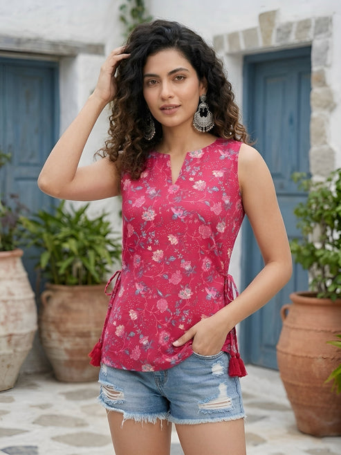 Pink Printed Soft Cotton Top