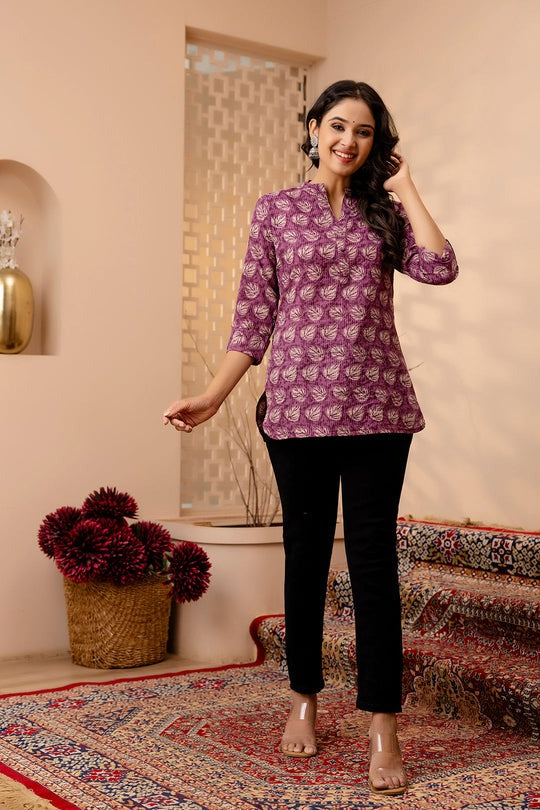 Kantha Cotton Printed Short Kurti Top