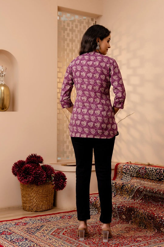 Kantha Cotton Printed Short Kurti Top