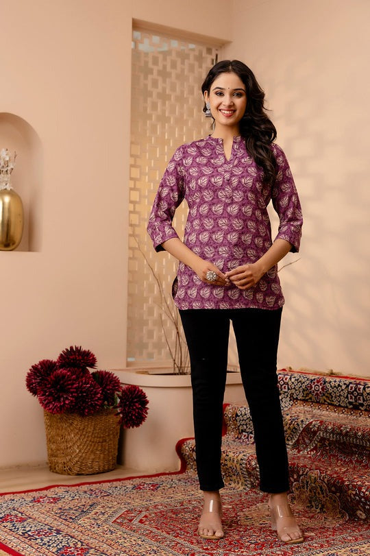 Kantha Cotton Printed Short Kurti Top