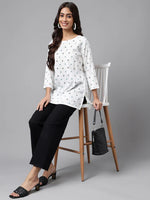 Load image into Gallery viewer, White Rayon Printed Short Kurti Top
