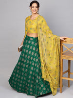 Load image into Gallery viewer, Green &amp; Yellow Printed Lehenga Choli with Dupatta
