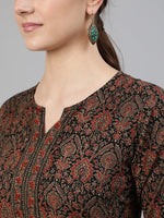 Load image into Gallery viewer, Black &amp; Red Block Printed Cotton Kurta

