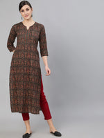 Load image into Gallery viewer, Black &amp; Red Block Printed Cotton Kurta
