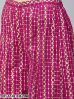 Load image into Gallery viewer, Magenta &amp; Gold Block Printed Cotton Kurti with  Palazzo
