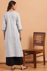 Load image into Gallery viewer, Black &amp; White Cotton Kurta with Pants
