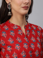 Load image into Gallery viewer, Red&amp; Navy Blue Pure Cotton Kurta Palazzo Set
