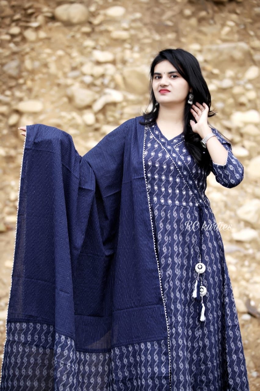 Plus and Regular Size Dress, Pure Cotton Hand Block Printed Angrakha  Anarkali Kurti With Sharara and Designer Dupatta Set for Women and Girl -  Etsy