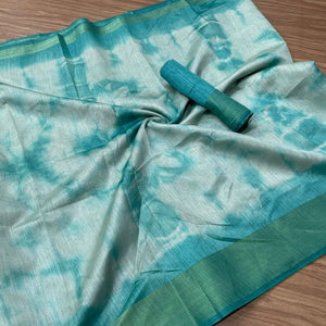Blue Cotton Silk Saree
