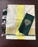 Load image into Gallery viewer, Kerala Cotton Saree with Zari  &amp; Matching Blouse Piece
