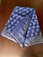 Royal Blue Pure Chanderi  Saree