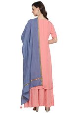 Load image into Gallery viewer, Pink &amp; Blue Embroidered Muslin Kurti Palazzo Set
