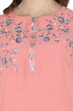 Load image into Gallery viewer, Pink &amp; Blue Embroidered Muslin Kurti Palazzo Set
