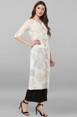 Load image into Gallery viewer, Off White Foil Printed Cotton Kurti
