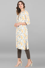 Load image into Gallery viewer, Classic  Off White  Printed Cotton Kurti Top
