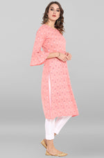 Load image into Gallery viewer, Pink Peach Block Printed Cotton Kurti Top
