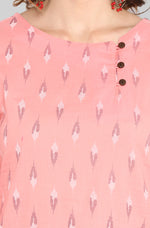 Load image into Gallery viewer, Pink Peach Block Printed Cotton Kurti Top
