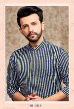 Load image into Gallery viewer, Blue Vertical striped Cotton Kurta Long
