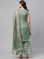 Load image into Gallery viewer, Green Grey Printed Kurta Sharara with Dupatta set
