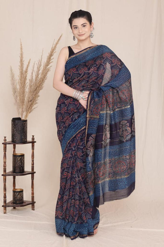 Blue  Chanderi  Saree