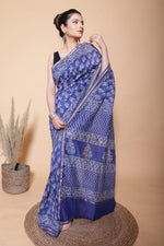 Load image into Gallery viewer, Royal Blue Pure Chanderi  Saree
