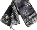 Load image into Gallery viewer, Black Hand Block Printed Linen Cotton Saree
