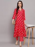 Load image into Gallery viewer, Floral Printed Chanderi Silk Kurti With Pants
