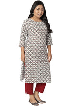 White  Block Printed Cotton Kurti Top