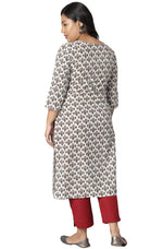 Load image into Gallery viewer, White  Block Printed Cotton Kurti Top
