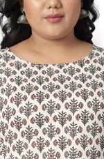 Load image into Gallery viewer, White  Block Printed Cotton Kurti Top
