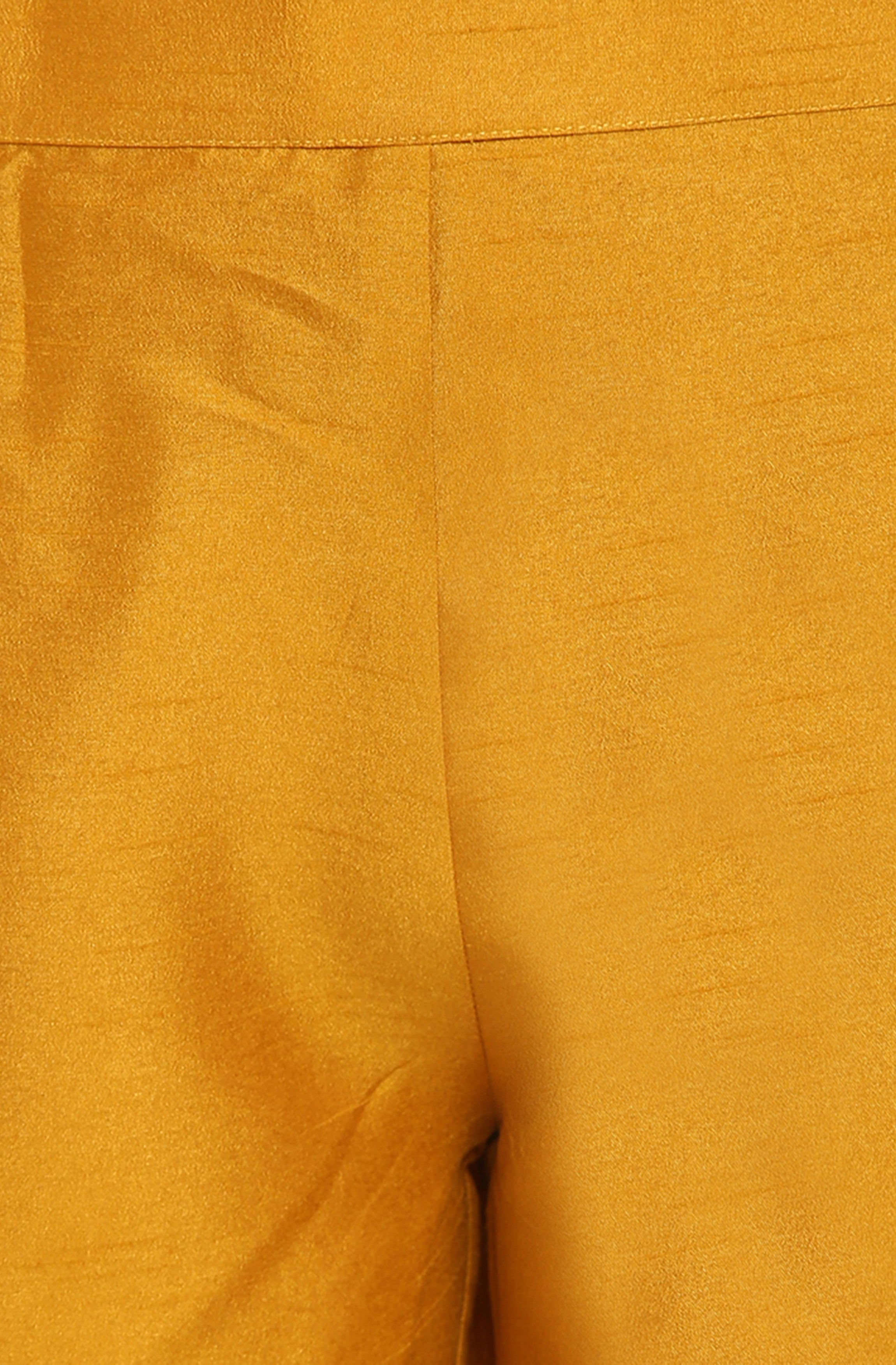 Grey silk Kurta with Yellow Pants
