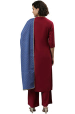 Load image into Gallery viewer, Magenta Rayon Kurti Palazzo Set with Blue Printed Dupatta
