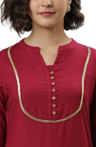 Magenta Rayon Kurti Palazzo Set with Blue Printed Dupatta