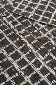 Brown Checkered Cotton Kurta Long
