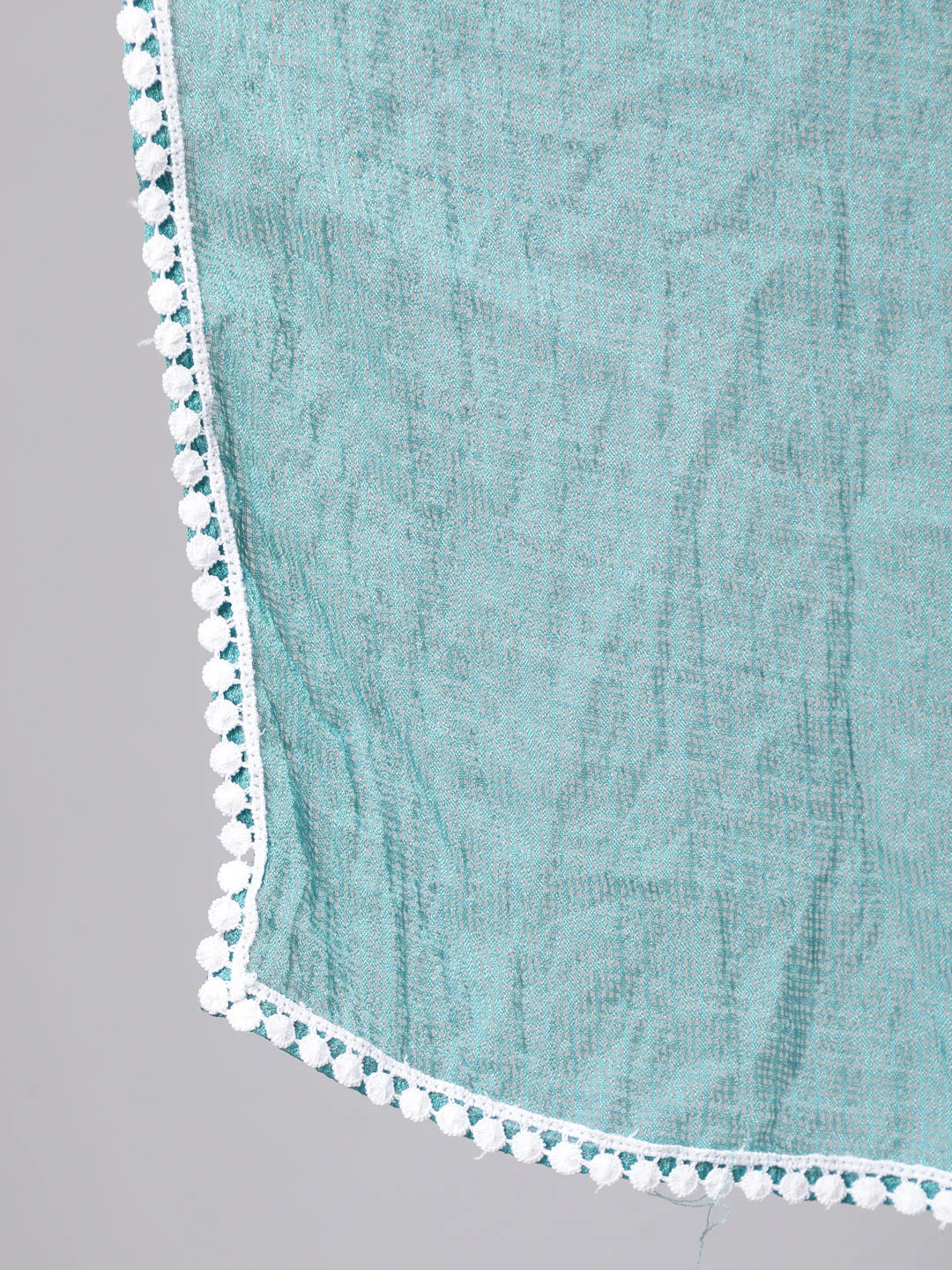 Turquoise Green Cotton Kurta Palazzo Set With Dupatta