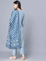 Load image into Gallery viewer, Light Blue Yoke Embroidered Kurti Pants Set with Kotta Dupatta
