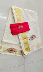 Load image into Gallery viewer, Golden Tissue Saree with Gold Zari &amp; Bead work

