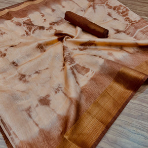 Rust Brown Cotton Silk Saree