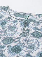 Grey  Cotton Kurta Palazzo Set With Dupatta