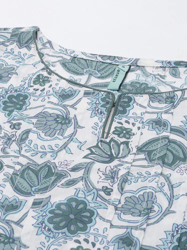 Grey  Cotton Kurta Palazzo Set With Dupatta