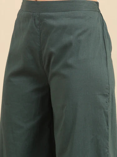 Grey  Cotton Kurta Palazzo Set With Dupatta