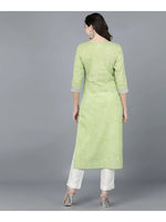 Load image into Gallery viewer, Light Green Lehariya cotton Kurti with Zari Embroidery work (Top Only)
