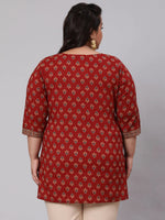Load image into Gallery viewer, Maroon Ethnic Printed Cotton Short Kurti Top
