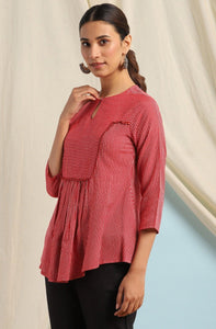Red Striped with yoke design Top