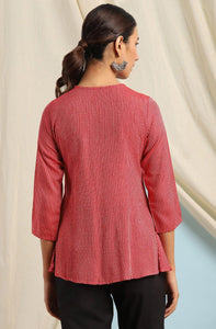 Red Striped with yoke design Top