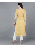 Load image into Gallery viewer, Yellow Lehariya cotton Kurti with Zari Embroidery work
